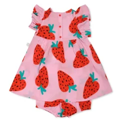 Pink Jordbær Kortærmet Kjolesæt