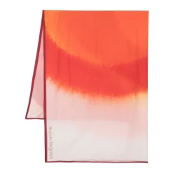 Pink Silketørklæde med Kontrastkant og Gradienteffekt