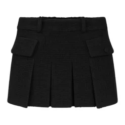 Pleated Tweed Miniskirt