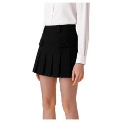 Pleated Tweed Miniskirt