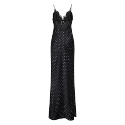 Polka Dot Satin Lace Maxi Kjole