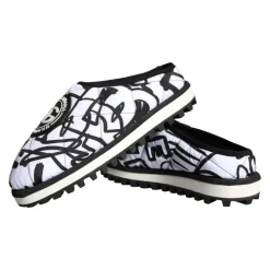 Quiltet Logo Slide Sandaler Sort Hvid