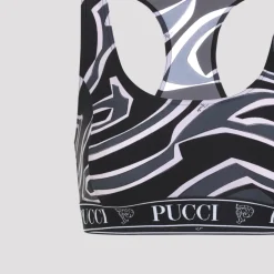 Racer-neck Print Bra