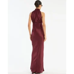 Rød Halterneck Maxi Kjole