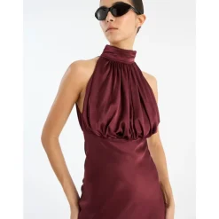 Rød Halterneck Maxi Kjole