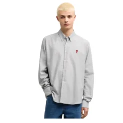 Rød Hjerte Broderet Skjorte med Knapper