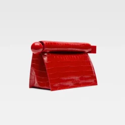 Rød Læder Clutch Taske