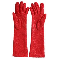 Rød Lurex Arm Længde Mode Handsker