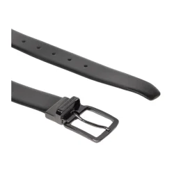 Reversibel læder Tunge Bælte Sort