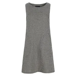 Ærmeløs Pepita Kjole Sort/Ivory