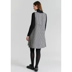 Ærmeløs Pepita Kjole Sort/Ivory