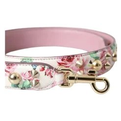 Rosa Blomstret Læder Skulderrem