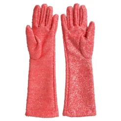 Rosa Lurex Arm Længde Handsker