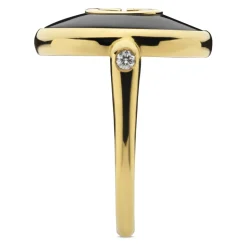 Sammensatte ring i gult guld, onyx og diamant