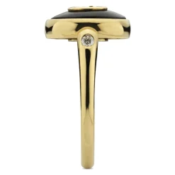 Sammensatte ring i gult guld, onyx og diamant