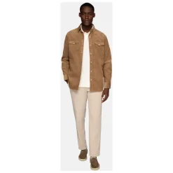 Skjorte i Blå Fløjl med Regular Fit