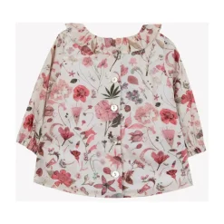 Skjorte med print, krave og rynket talje