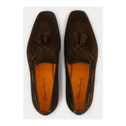 Sko i ruskind og læder med kvaster