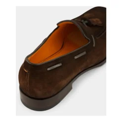 Sko i ruskind og læder med kvaster