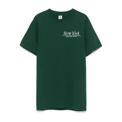 Skovgrønt logo print rund hals t-shirt