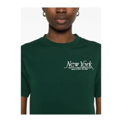 Skovgrønt logo print rund hals t-shirt