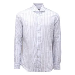 Slim Fit Bomuldsskjorte Hvid/Blå