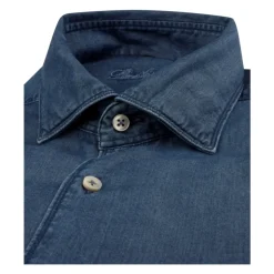 Slim Fit Denim Skjorte med Cut Away Krave