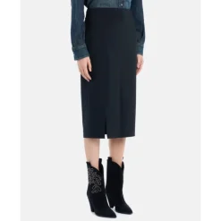 Slim Fit Stretch Nederdel med Frontslids