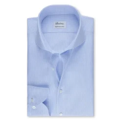 Slimline Blå/Hvid Stribet Skjorte