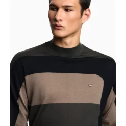 Smalkas vilnas džemperis ar krāsu joslām