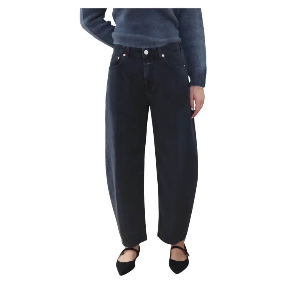 Sort Barrel Fit Cropped Jeans