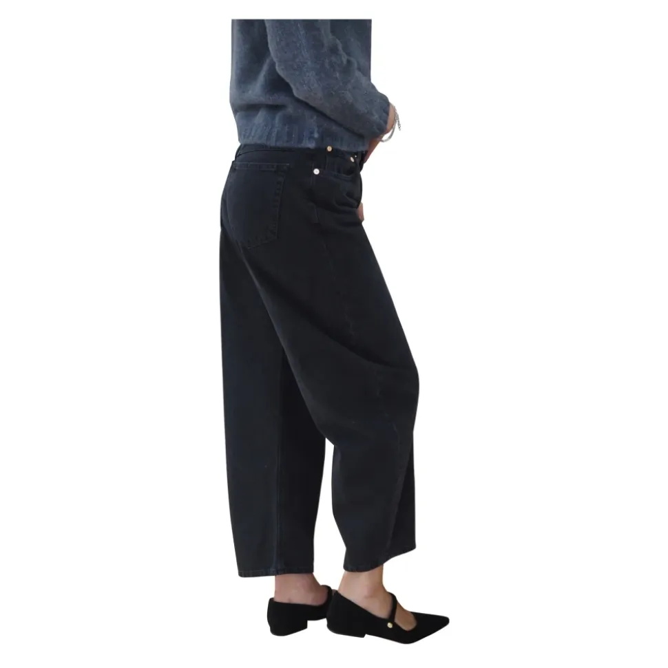 Sort Barrel Fit Cropped Jeans