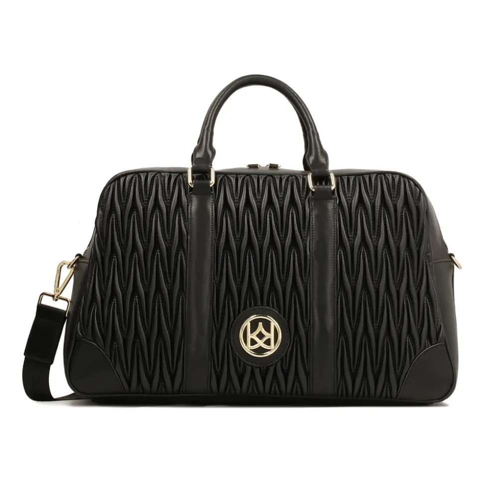 Sort blød quiltet læder rejsetaske