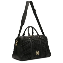 Sort blød quiltet læder rejsetaske