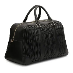 Sort blød quiltet læder rejsetaske