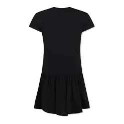 Sort Bomulds Kjole med Korte Ærmer og Flæser