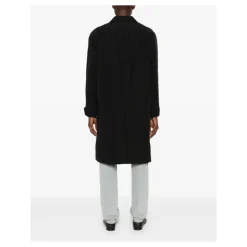 Sort Bomuldspoplin Frakke Knaplukning