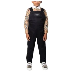 Sort børne salopette kjole med lommer