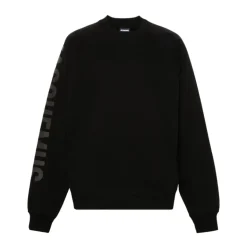 Sort Crew Neck Sweater Flocked Logo