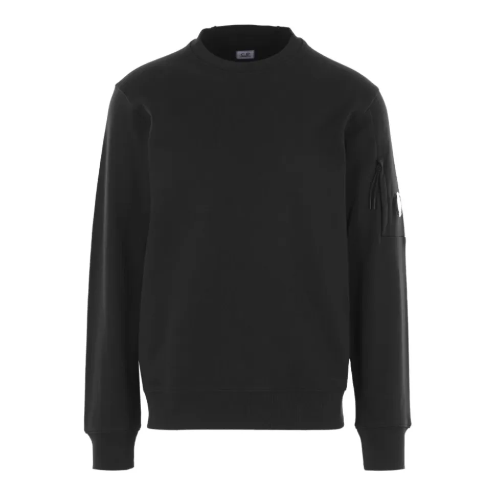 Sort Crew Neck Sweater med Lomme