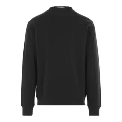 Sort Crew Neck Sweater med Lomme