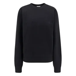 Sort Crew-neck Sweater med Cassandre Broderi