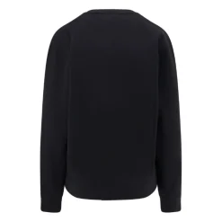Sort Crew-neck Sweater med Cassandre Broderi