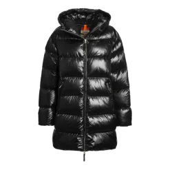 Sort dunjakke med hætte