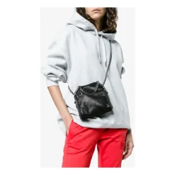 Sort Faux-Læder Kæde-Link Håndtaske