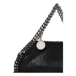 Sort Faux-Læder Kæde-Link Håndtaske