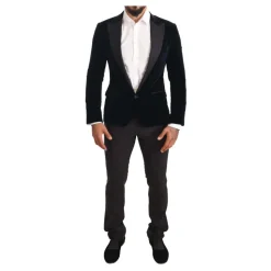 Sort Fløjl To-Delt Jakkesæt, Slim Fit