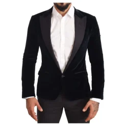 Sort Fløjl To-Delt Jakkesæt, Slim Fit