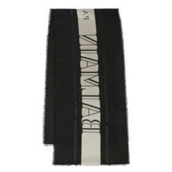 Sort Frynset Tørklæde med Logo