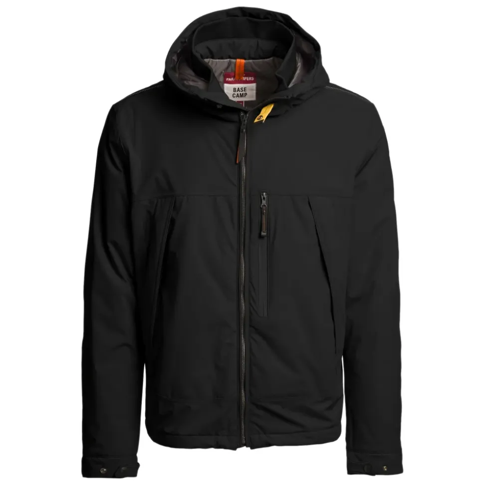 Sort Hættet Lynlås Jakke Gummi Print